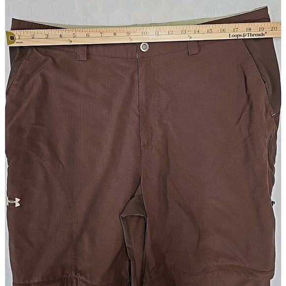 Under Armour Convertible Pants Men's 40x32 Brown Nylon Ripstop 7 Pocket Gorpcore - Picture 11 of 12